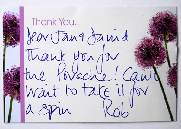 Rob's thank you card